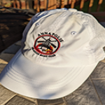 White hat with embroidered ADBC logo