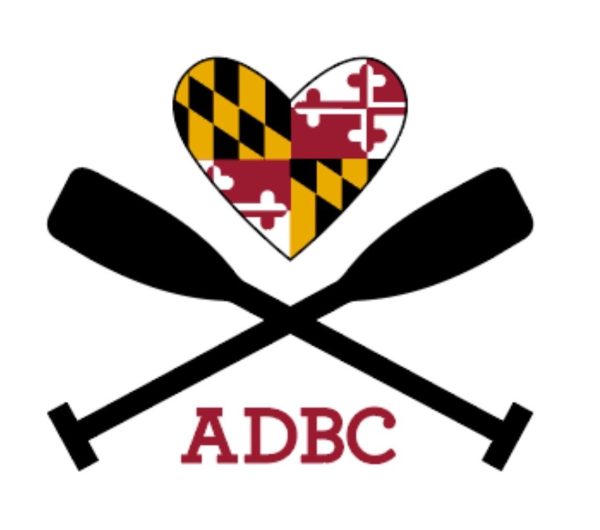 ADBC with two paddles and a Maryland flag-filled heart