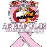 Dragonfest 2023's logo: a pink ribbon decorated with the Maryland flag, Annapolis Capitol, a dragon, and crossed paddles. The Annapolis Dragon Boat Club in Annapolis, MD, has been paddling with a purpose since 2010.