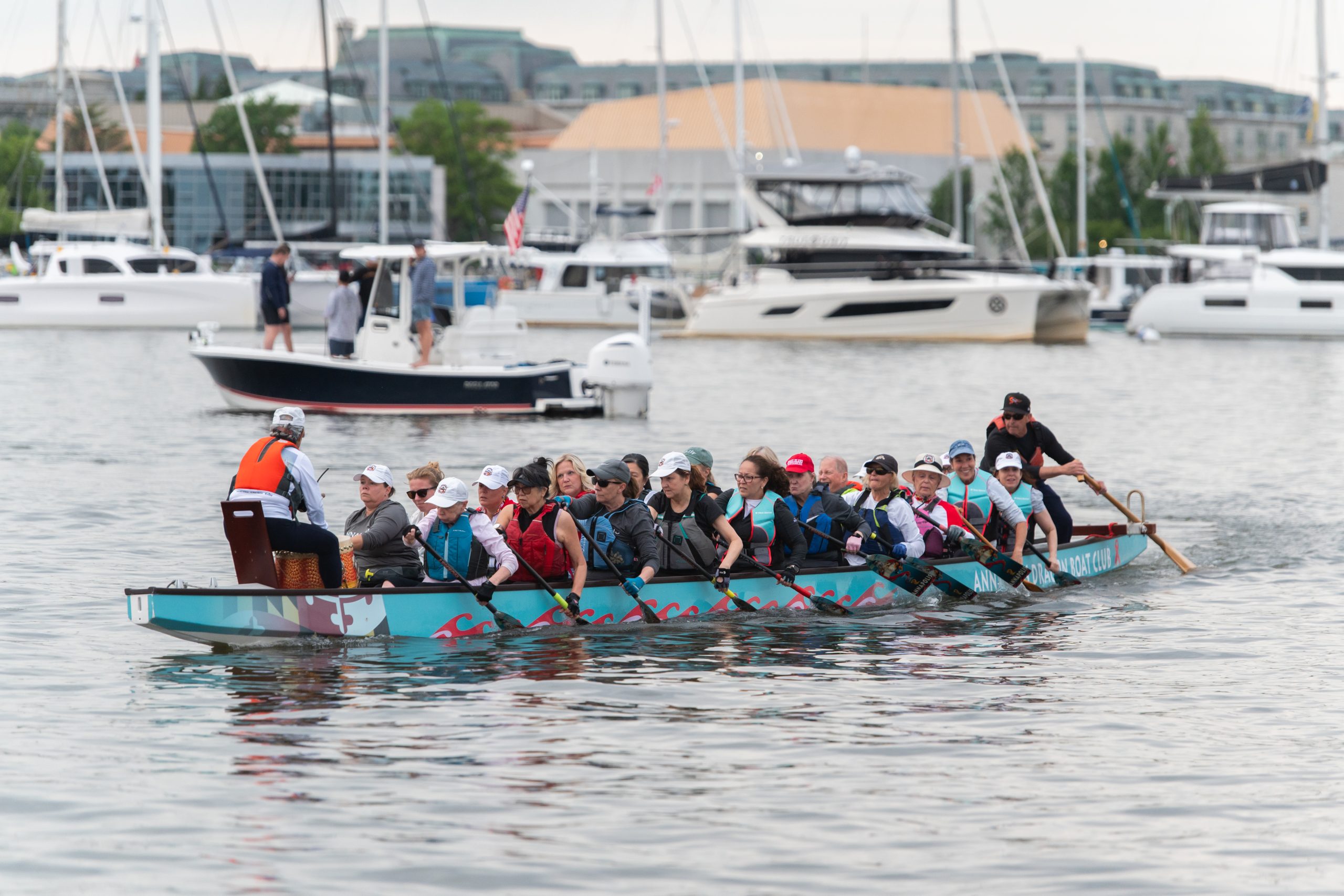 The Annapolis Dragon Boat team practicing on Spa Creek in 2025 The Annapolis Dragon Boat team practicing on Spa Creek in 2025