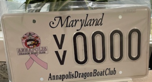 Custom Annapolis Dragon Boat Club organizational license plate
